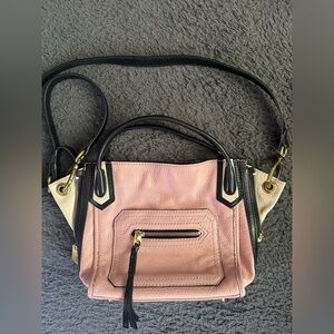 orYANY shoulder/arm bag Italian leather purse in pink, black and light tan